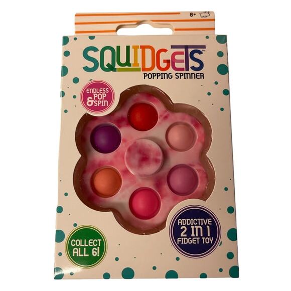Squidgets Pink White Tie Dye Popping Spinner Fidget Spinner Popper - Picture 1 of 2